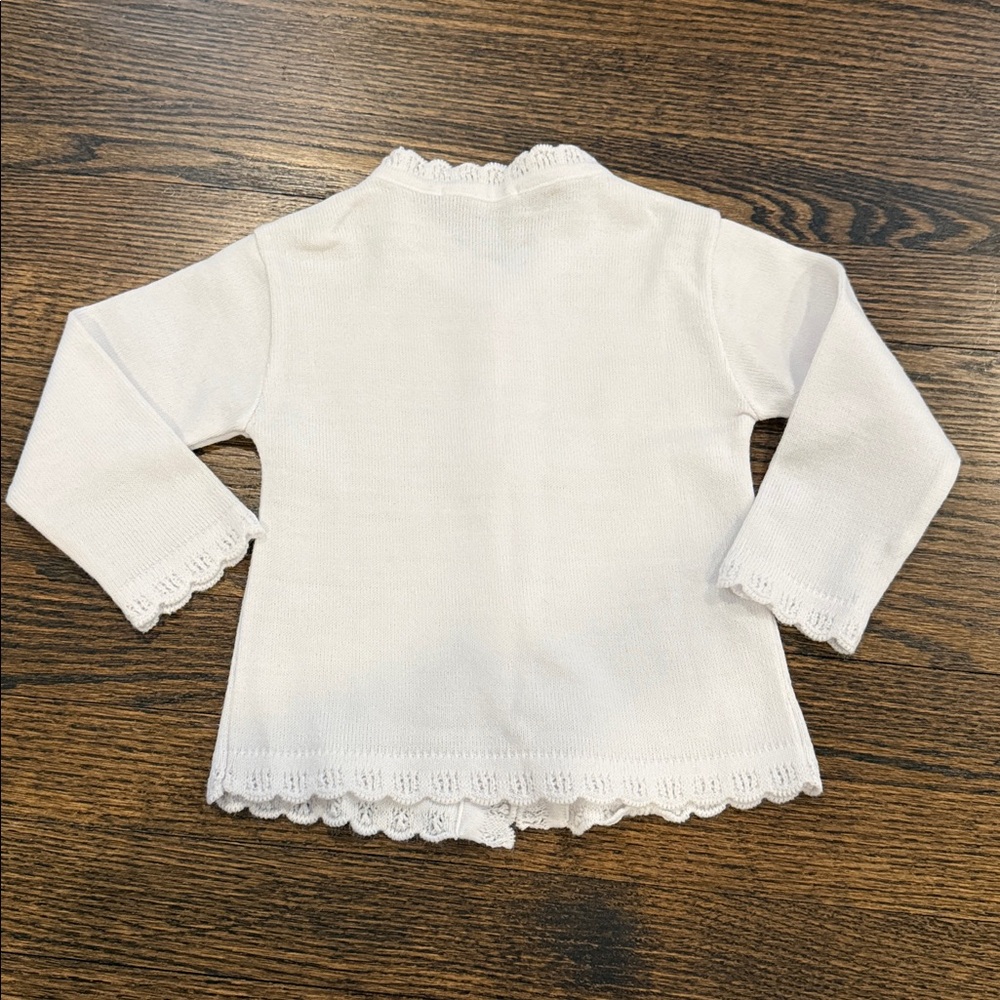 White Heart Sweater with Pearl Buttons 12 Months - Picture 4 of 4